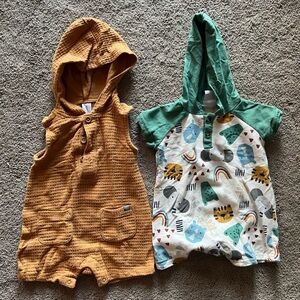 Gerber Brown and Green Hooded Romper Set